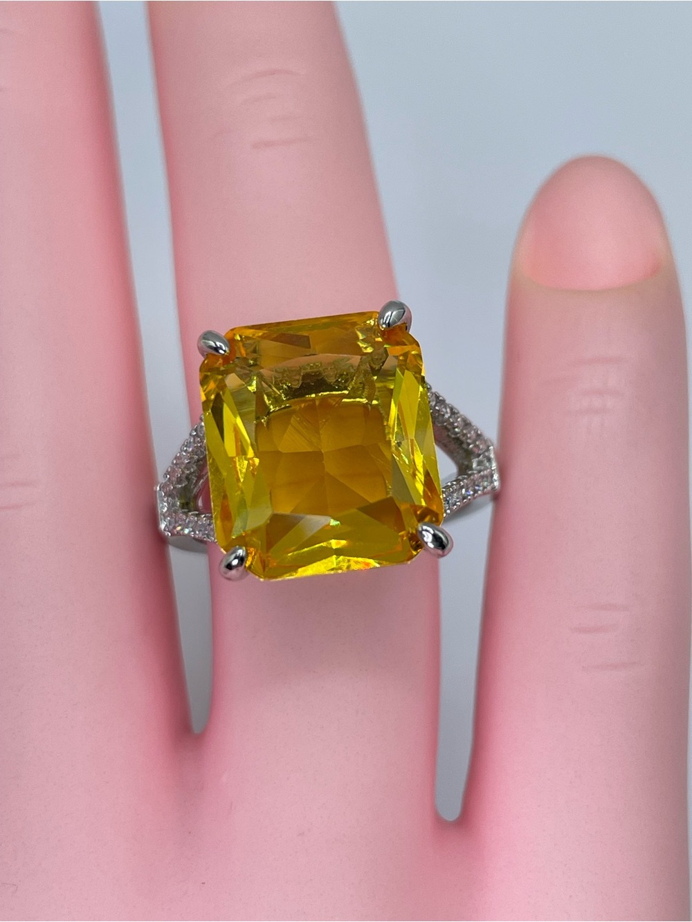 Swarovski Crystal Elements Canary Yellow Swarovski Elements Statement Ring Sz 7 - Picture 4 of 12